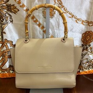 Beige Satchel with Bamboo Handle